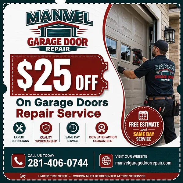Garage door repair coupon from Manvel Garage Door Repair